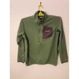 Columbia Sweater Mens Large Green 1/4 Zip Pullover Omni-wick Fleece Gorpcore